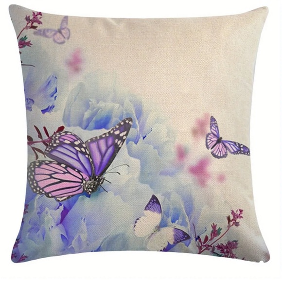 NIP Pillow cover. 18” x 18” Zipper open/close 1/pc Floral Butterfly - Picture 1 of 2